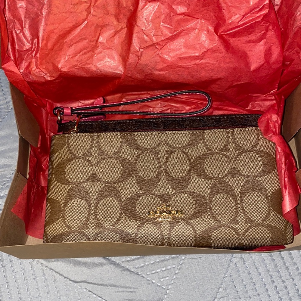 Coach double zipper wallet